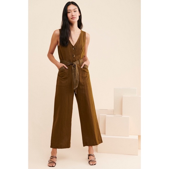 NWT Anthropologie Rhian Belted Button Jumpsuit 8 - Picture 3 of 6